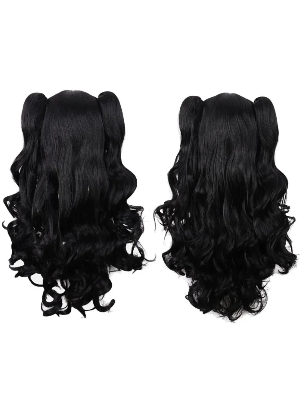 Women's Blood Red 28 Inch Lolita Long Curly 2 Ponytails Clip On Cosplay Wigs